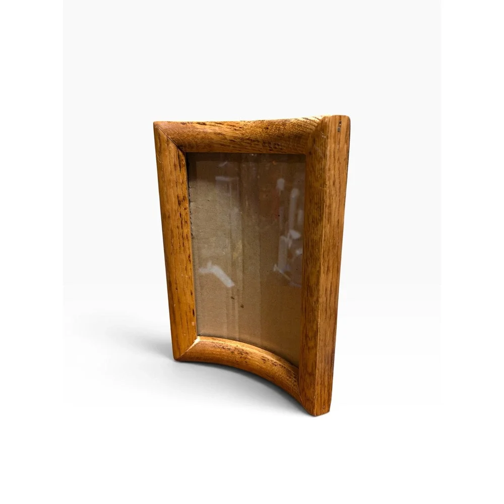 Vintage Curved Oak Wood Picture Frame 4x6 Rustic Cottagecore Minimalist Decor